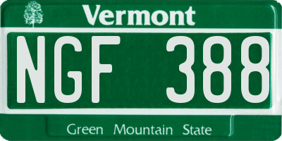 VT license plate NGF388