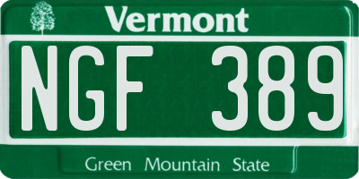 VT license plate NGF389