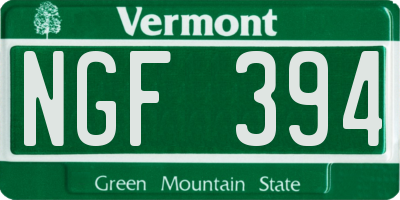 VT license plate NGF394