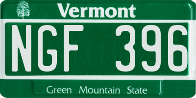 VT license plate NGF396