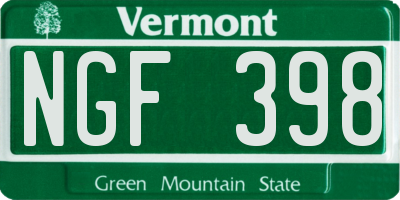 VT license plate NGF398