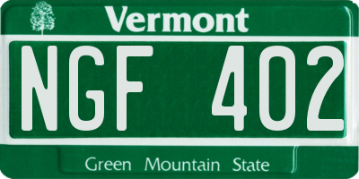 VT license plate NGF402