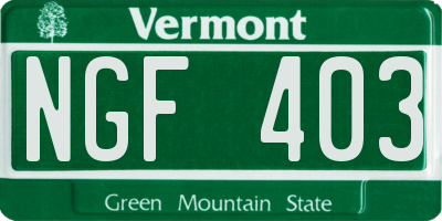 VT license plate NGF403