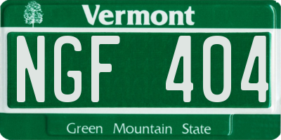 VT license plate NGF404