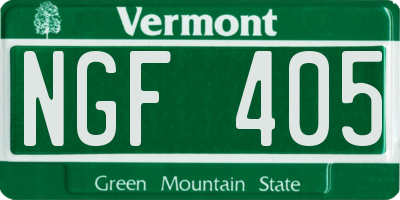 VT license plate NGF405