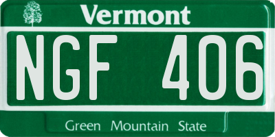 VT license plate NGF406