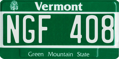 VT license plate NGF408