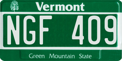 VT license plate NGF409