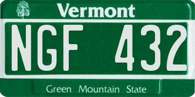 VT license plate NGF432