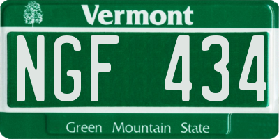 VT license plate NGF434