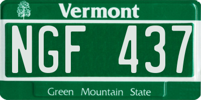 VT license plate NGF437