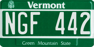 VT license plate NGF442
