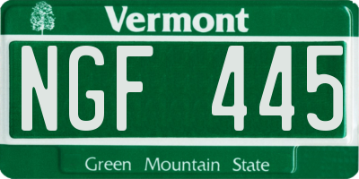 VT license plate NGF445