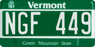VT license plate NGF449