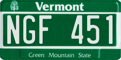 VT license plate NGF451