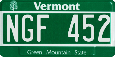 VT license plate NGF452