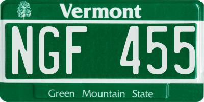 VT license plate NGF455