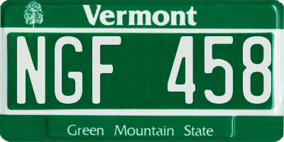 VT license plate NGF458