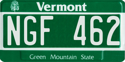 VT license plate NGF462