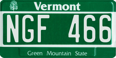 VT license plate NGF466