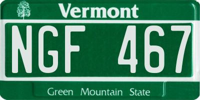 VT license plate NGF467