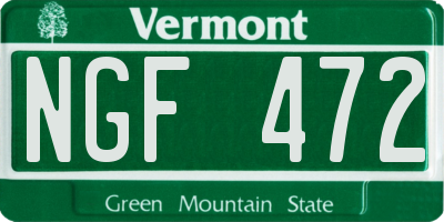 VT license plate NGF472