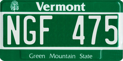 VT license plate NGF475