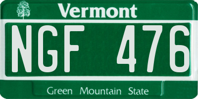 VT license plate NGF476
