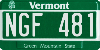 VT license plate NGF481