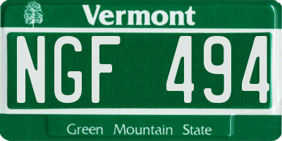 VT license plate NGF494