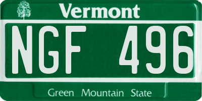 VT license plate NGF496