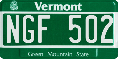 VT license plate NGF502