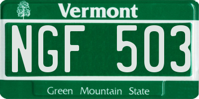 VT license plate NGF503
