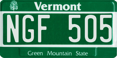 VT license plate NGF505