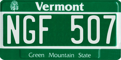 VT license plate NGF507