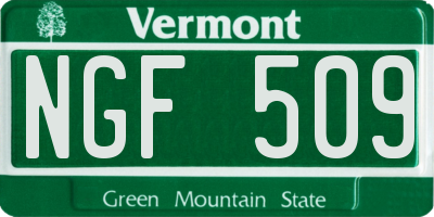 VT license plate NGF509