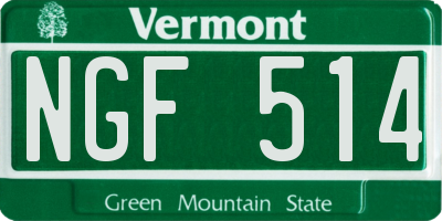 VT license plate NGF514