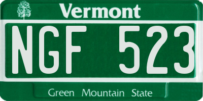 VT license plate NGF523