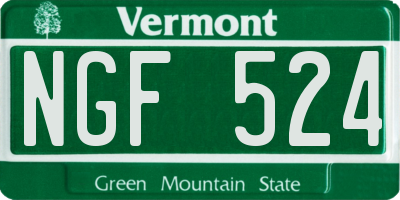 VT license plate NGF524