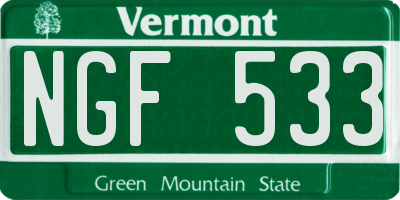 VT license plate NGF533