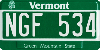 VT license plate NGF534