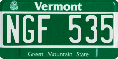 VT license plate NGF535