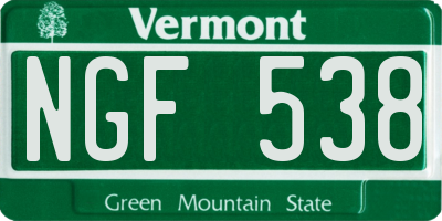 VT license plate NGF538