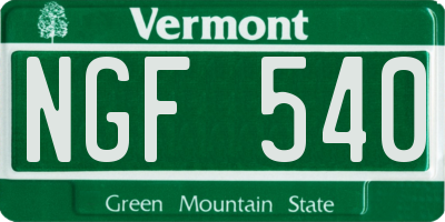 VT license plate NGF540
