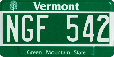 VT license plate NGF542