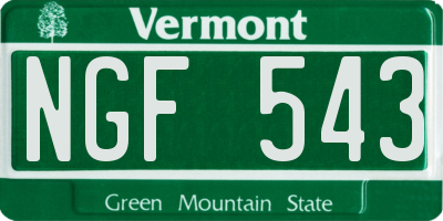 VT license plate NGF543