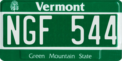 VT license plate NGF544