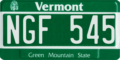 VT license plate NGF545
