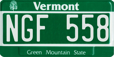 VT license plate NGF558