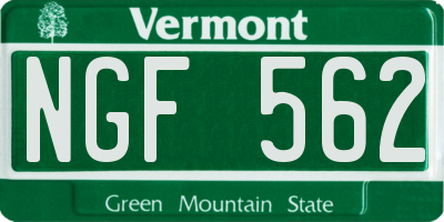 VT license plate NGF562